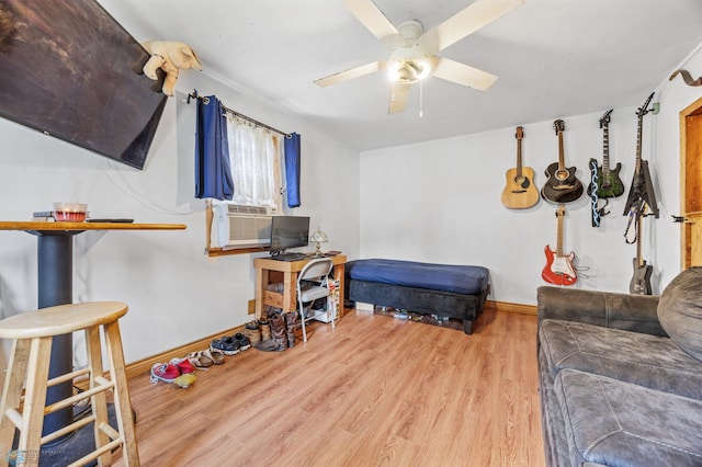 1330 16 1/2 St S, Fargo, ND 58103 - living area with a ceiling fan, wood finished floors, and cooling unit