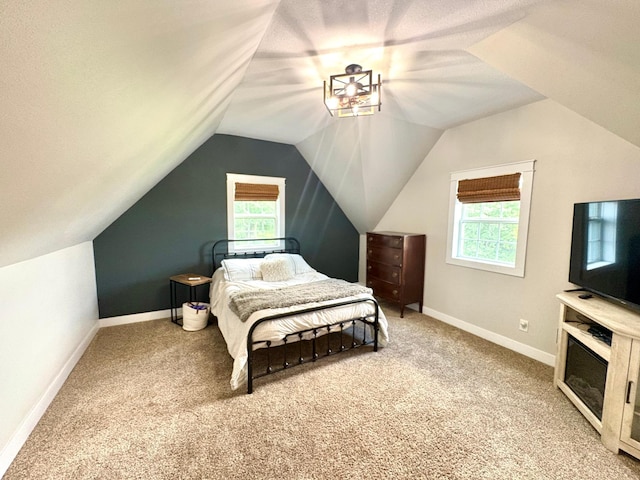 2812 150th St, Maxwell Twp, MN 56232 - bedroom featuring light colored carpet and lofted ceiling