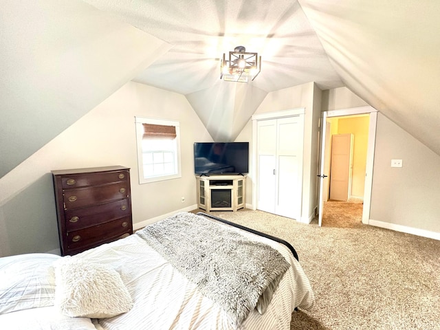 2812 150th St, Maxwell Twp, MN 56232 - carpeted bedroom with a closet and lofted ceiling