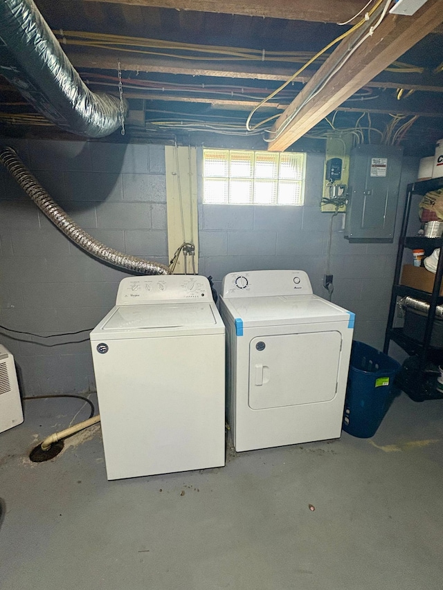 2812 150th St, Maxwell Twp, MN 56232 - laundry area with washer and dryer and electric panel
