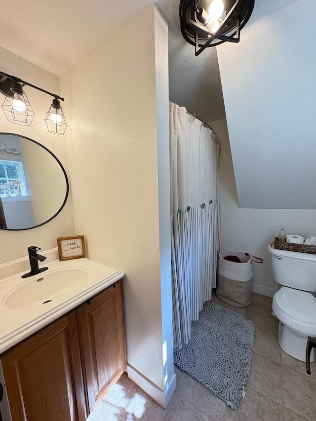 2812 150th St, Maxwell Twp, MN 56232 - full bathroom with vanity, curtained shower, and tile patterned floors