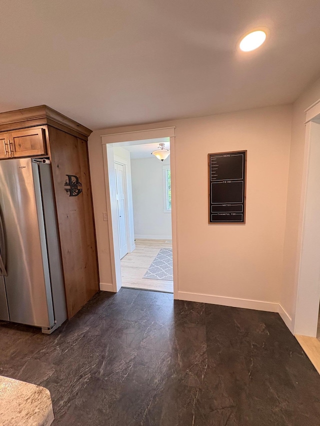 2812 150th St, Maxwell Twp, MN 56232 - kitchen with freestanding refrigerator and baseboards