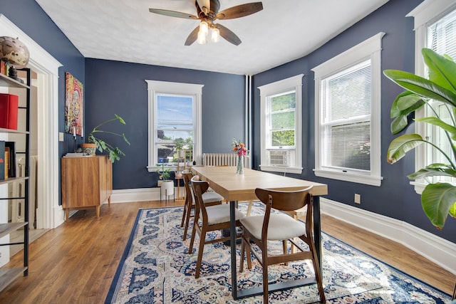 927 Central Ave W, Saint Paul, MN 55104 - dining area with ceiling fan and wood finished floors