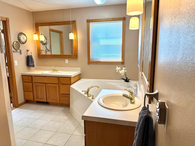14158 185th Ave NE, Smiley Twp, MN 56701 - full bath featuring vanity, tile patterned flooring, and a garden tub