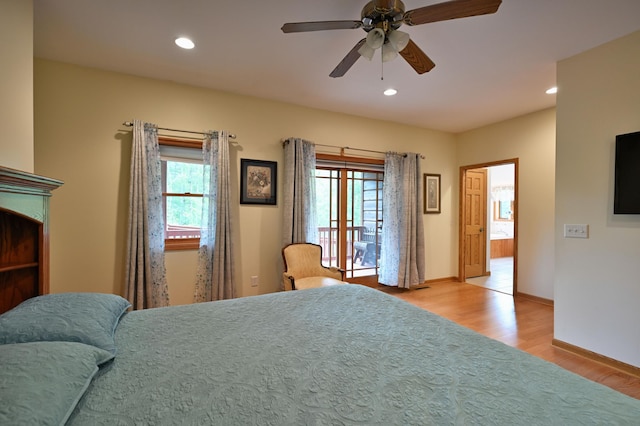 N5020 Red Pine Trl, Evergreen Twp, WI 54801 - bedroom featuring wood finished floors, recessed lighting, and a ceiling fan
