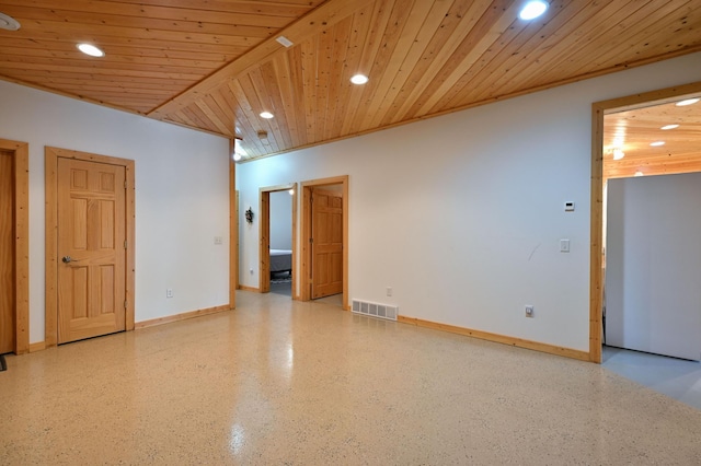 N5020 Red Pine Trl, Evergreen Twp, WI 54801 - spare room with recessed lighting, wooden ceiling, and a smoke detector