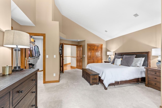 11280 Bluestem Ln, Eden Prairie, MN 55347 - bedroom with light colored carpet and high vaulted ceiling
