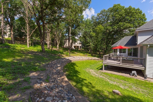 11280 Bluestem Ln, Eden Prairie, MN 55347 - view of green lawn with a wooden deck
