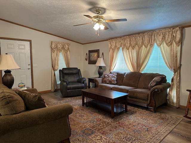 217 4th Ave SE, Pipestone, MN 56164 - living area with a ceiling fan, wood finished floors, and a textured ceiling