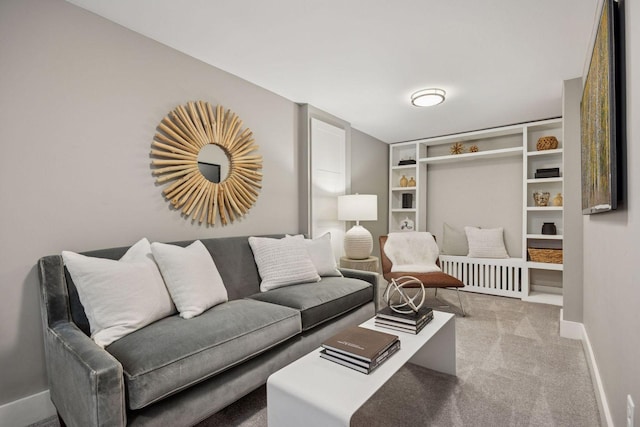 4510 Arden Ave, Edina, MN 55424 - carpeted living area featuring baseboards and built in features