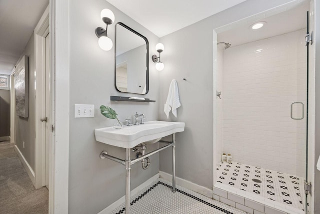 4510 Arden Ave, Edina, MN 55424 - bathroom featuring a shower stall and baseboards