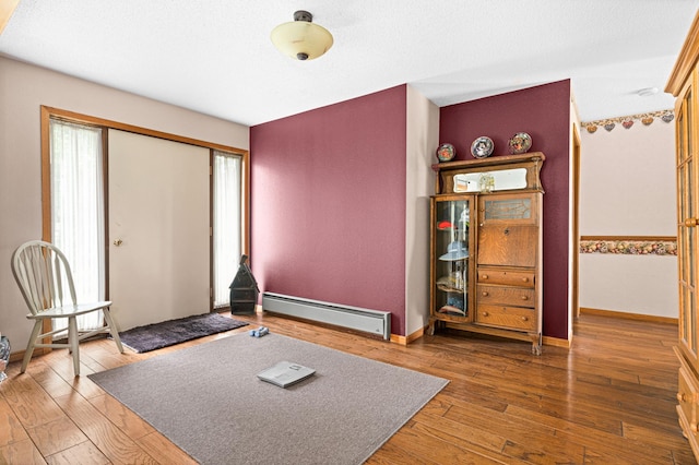 9614 Hayes Rd, Mountain Iron, MN 55768 - entrance foyer with a baseboard heating unit and hardwood / wood-style flooring