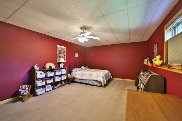 30467 Lakeview Dr, Breezy Point, MN 56472 - carpeted bedroom with a drop ceiling and ceiling fan