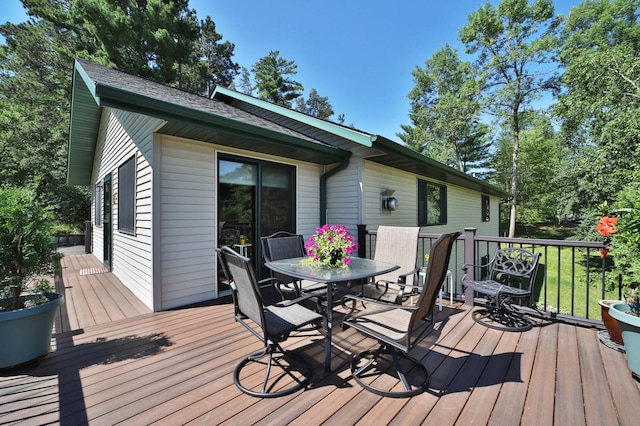 30467 Lakeview Dr, Breezy Point, MN 56472 - wooden terrace with outdoor dining area