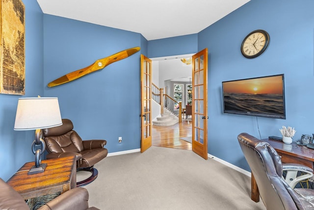 12346 Harvard Ave, Eden Prairie, MN 55347 - carpeted home office featuring french doors and baseboards