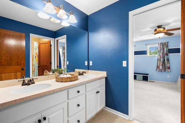 12346 Harvard Ave, Eden Prairie, MN 55347 - full bath with double vanity and a ceiling fan