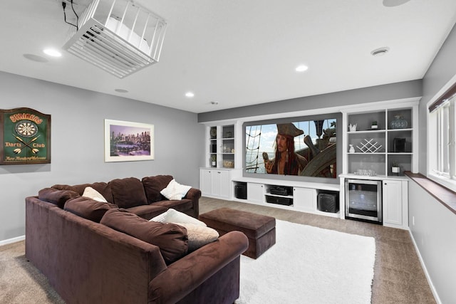 12346 Harvard Ave, Eden Prairie, MN 55347 - living area featuring wine cooler, carpet flooring, recessed lighting, and plenty of natural light