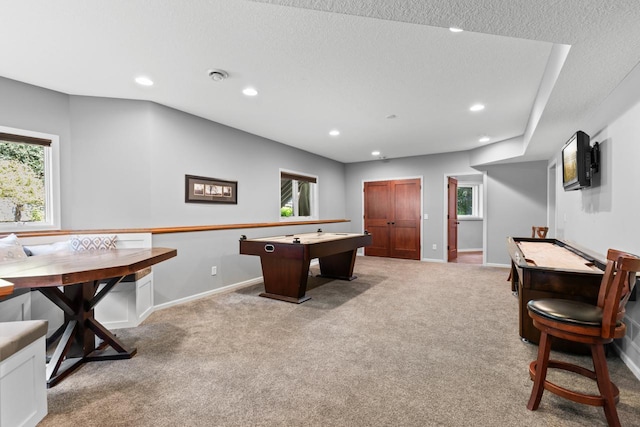 12346 Harvard Ave, Eden Prairie, MN 55347 - playroom with recessed lighting, light carpet, and a textured ceiling