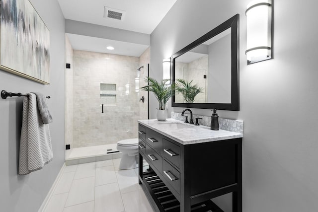 12346 Harvard Ave, Eden Prairie, MN 55347 - full bath with vanity, a stall shower, tile patterned flooring, and recessed lighting