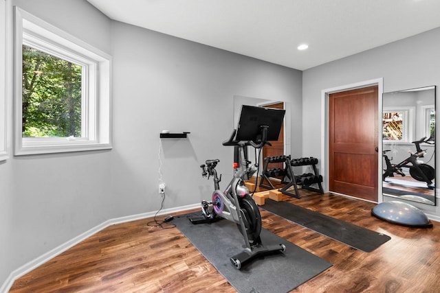 12346 Harvard Ave, Eden Prairie, MN 55347 - exercise room featuring wood finished floors and recessed lighting