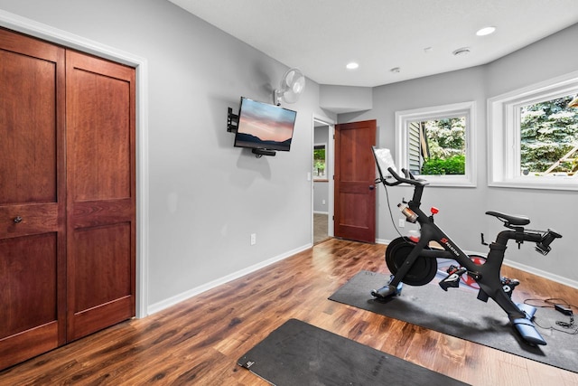 12346 Harvard Ave, Eden Prairie, MN 55347 - workout area featuring wood finished floors and recessed lighting