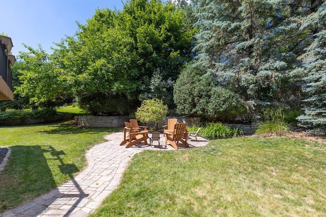 12346 Harvard Ave, Eden Prairie, MN 55347 - view of grassy yard featuring a patio and a fire pit