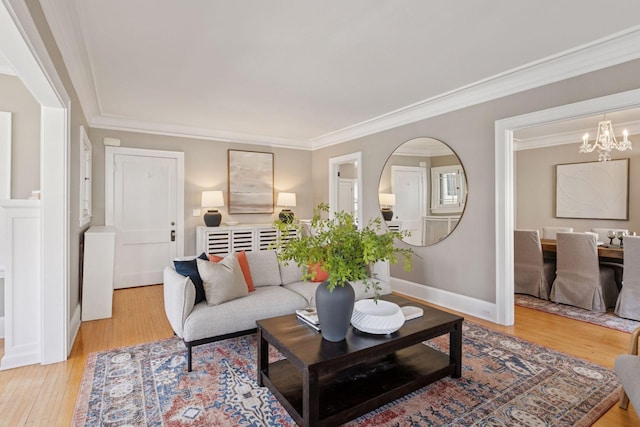 1770 Humboldt Ave S Unit 1, Minneapolis, MN 55403 - living room with ornamental molding, light wood-type flooring, and a chandelier