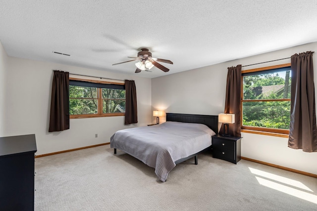 621 Twelve Oaks Ln, Hudson, WI 54016 - bedroom with multiple windows, carpet, a textured ceiling, and ceiling fan