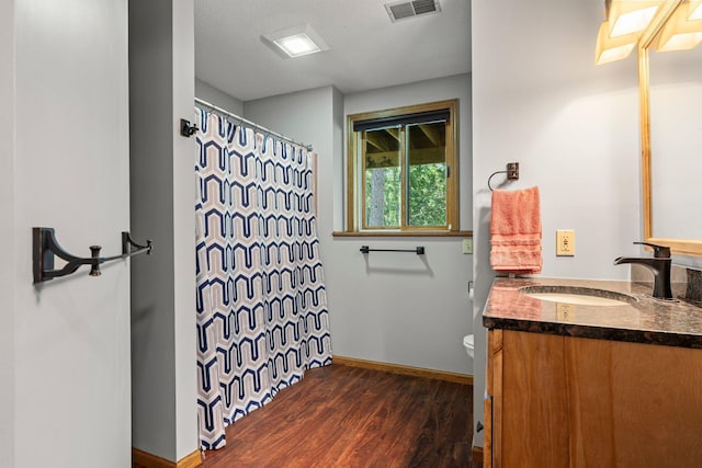 621 Twelve Oaks Ln, Hudson, WI 54016 - bathroom with vanity, wood finished floors, and a shower with curtain