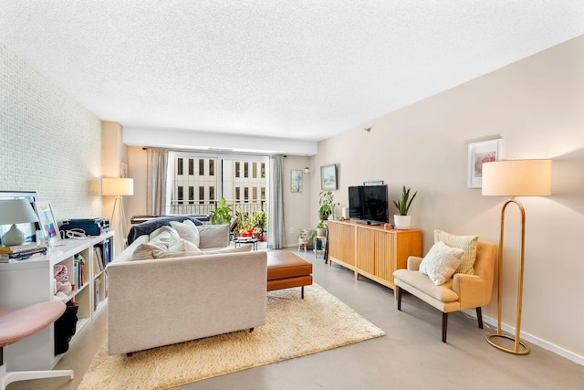 121 Washington Ave S Unit 513, Minneapolis, MN 55401 - living room featuring a textured ceiling and finished concrete flooring