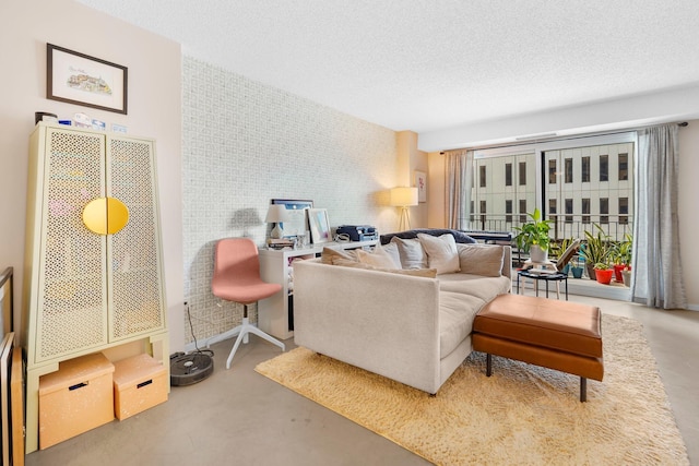 121 Washington Ave S Unit 513, Minneapolis, MN 55401 - living room featuring concrete flooring and a textured ceiling