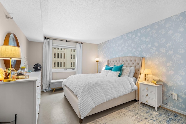 121 Washington Ave S Unit 513, Minneapolis, MN 55401 - bedroom with wallpapered walls and a textured ceiling