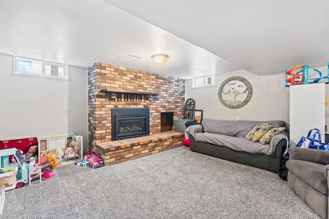 1917 2nd Ave NW, Austin, MN 55912 - carpeted living room with a brick fireplace