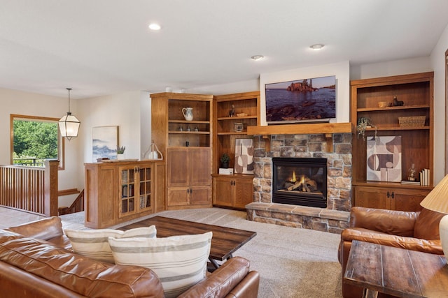 11985 Lever Ct NE, Blaine, MN 55449 - living room with a fireplace and recessed lighting