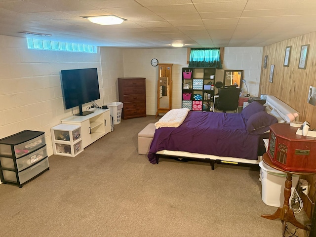 905 Clausen Ave, Albert Lea, MN 56007 - carpeted bedroom with concrete block wall