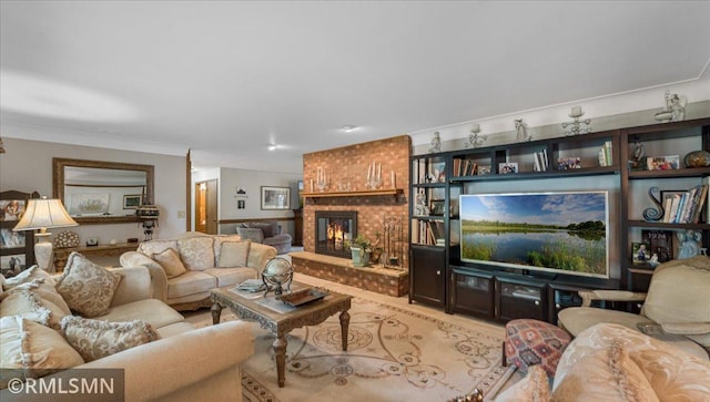950 Tuva Rd SE, Cokato, MN 55321 - living room featuring a brick fireplace