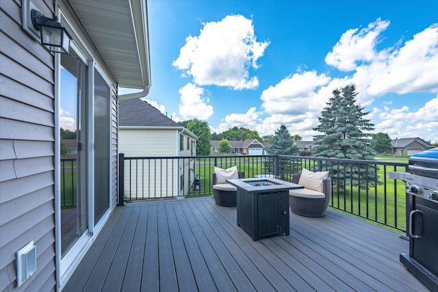 8638 Preserve Blvd N, Chisago City, MN 55013 - deck featuring a fire pit and a residential view