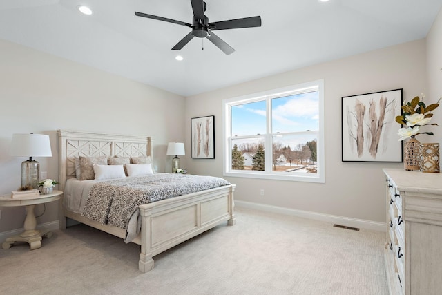 3886 Larabee Ave NE, Saint Michael, MN 55376 - bedroom with light carpet, recessed lighting, and a ceiling fan
