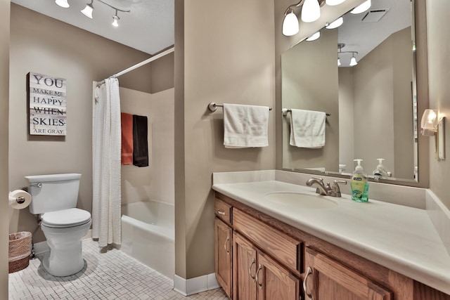 6 Pleasant View Ln, Circle Pines, MN 55014 - full bathroom featuring vanity, shower / tub combo, and tile patterned flooring