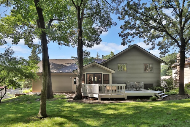 6 Pleasant View Ln, Circle Pines, MN 55014 - rear view of house featuring a deck and a lawn