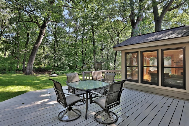 6 Pleasant View Ln, Circle Pines, MN 55014 - deck featuring outdoor dining space and a lawn