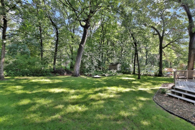 6 Pleasant View Ln, Circle Pines, MN 55014 - view of grassy yard featuring a deck