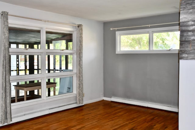 308 Maple Ave S, Thief River Falls, MN 56701 - empty room with baseboard heating and wood finished floors