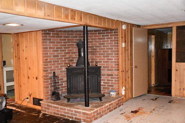 308 Maple Ave S, Thief River Falls, MN 56701 - detailed view of a wood stove and wooden walls