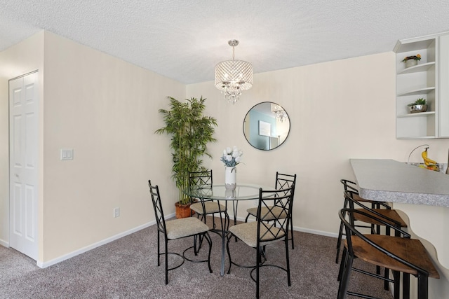13525 Zenith Ln, Eden Prairie, MN 55346 - dining room featuring carpet, a chandelier, and a textured ceiling