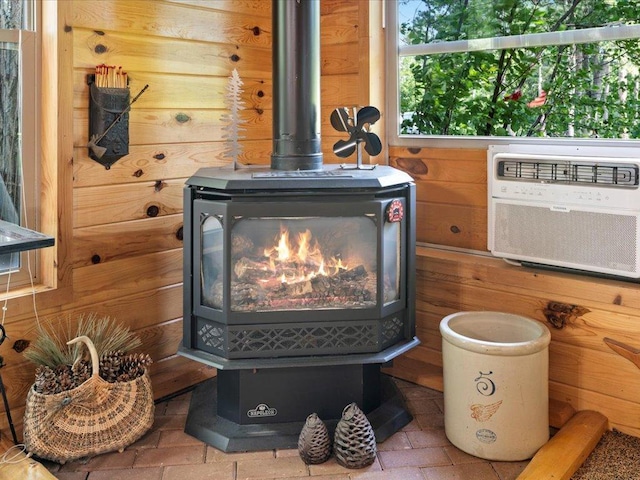 26803 Pelican Beach Rd, Merrifield, MN 56465 - detailed view of a wood stove and wood walls