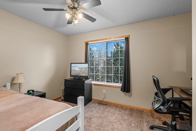 7735 Lachman Ave NE, Otsego, MN 55301 - carpeted bedroom with a desk, a ceiling fan, and a textured ceiling