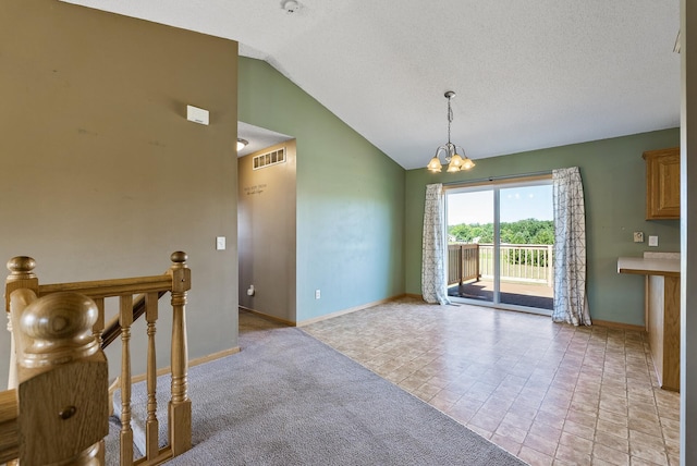 30354 118th St, Baldwin Twp, MN 55371 - unfurnished dining area featuring a chandelier and vaulted ceiling