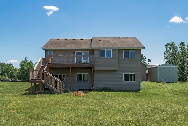30354 118th St, Baldwin Twp, MN 55371 - rear view of house featuring stairway, a deck, and a lawn