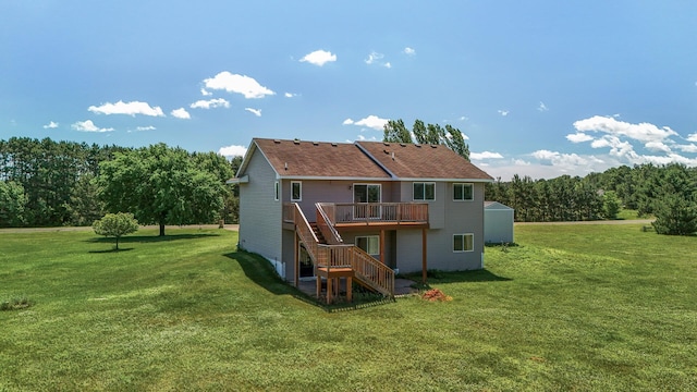 30354 118th St, Baldwin Twp, MN 55371 - back of house featuring stairway, a wooden deck, and a yard